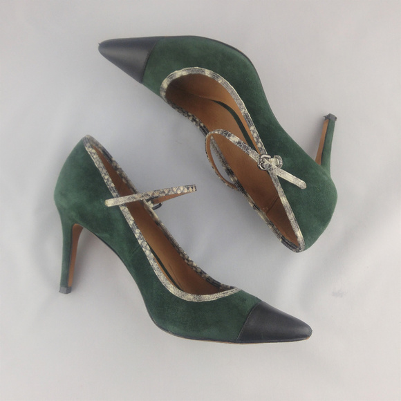 Coach Shoes - Coach Smith Green Suede Mary Janes